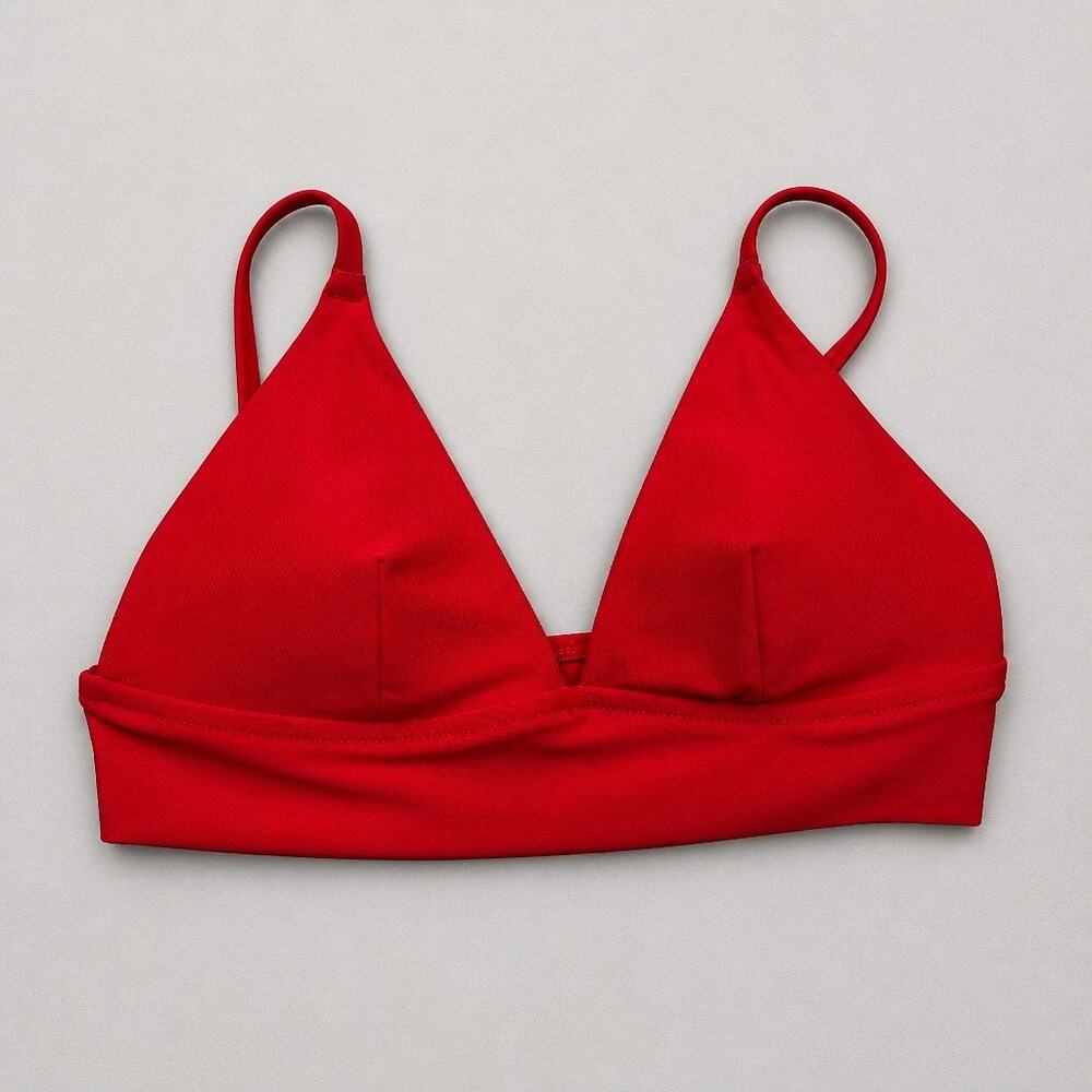 Aerie Tomato Girl Red Triangle Bralette Swim Top Sz L NWT Beach Activewear Surf